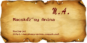 Macskásy Anina névjegykártya